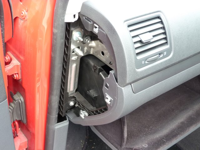 Passenger side plastic covers removed